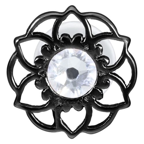 Mandala Flower Push-Fit Labret Stud<!--6357dabdd9b56--> - Black Metal