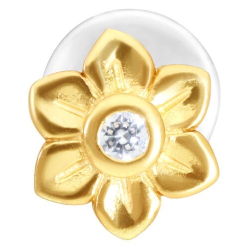 Flower Push-Fit Labret Stud<!--6357dad6563f0--> - Golden Metal