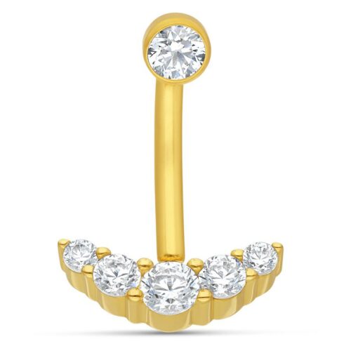 18k Gold Belly Bar Five Diamonte Crystals <!--636e791c5af48-->