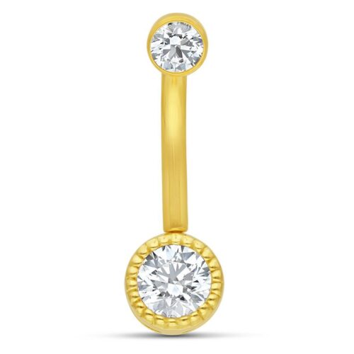 18k Gold Belly Bar with Diamonte Crystals <!--636e7919d8031-->