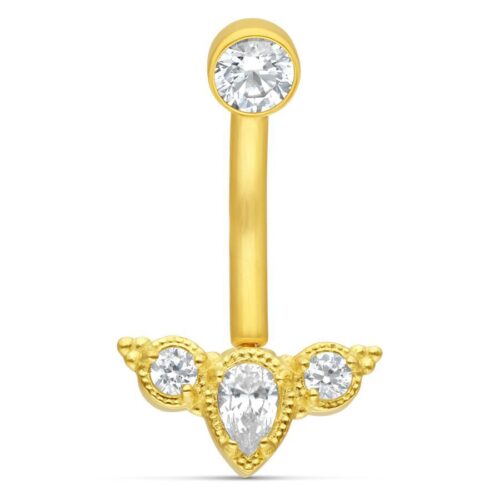 18k Gold Belly Bar Oriental Diamonte <!--636e791bd95c9-->