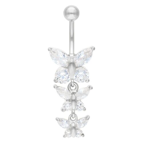 Triple Butterfly Diamond Belly Bar<!--6357d80920313-->