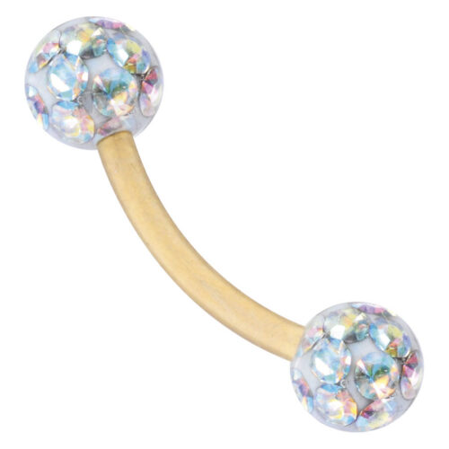 Sealed Gold Titanium Curved Barbells Multi Jewelled Belly Bars