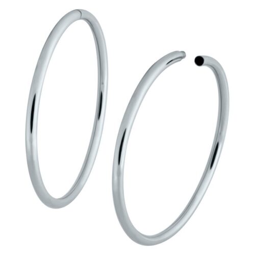 Big Silver Hoop Earrings for Tunnels <!--6357d74418e89--> - Silvercoloured Metal