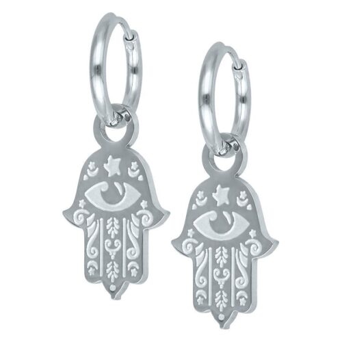 Little Hamsa Hand Hoop Earrings<!--6357dd904812c-->