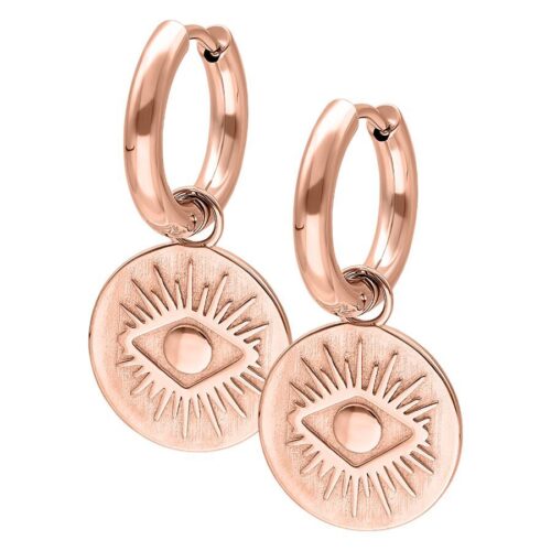 Evil Eye Huggie Hoops - Rosegold