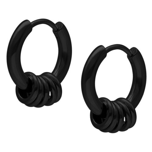 Little 5 Rings Hoops - Black Metal