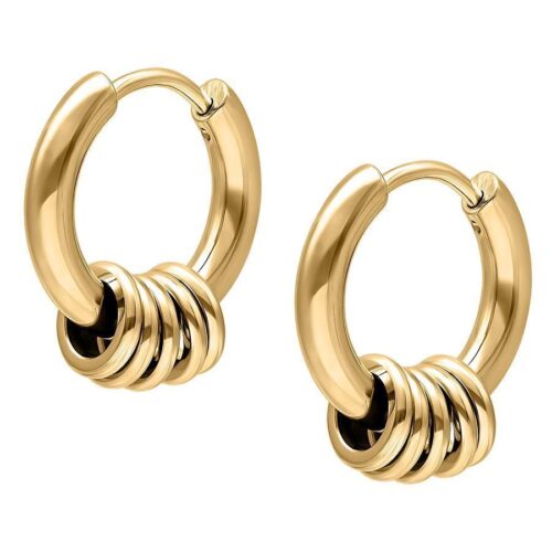 Little 5 Rings Hoops - Golden Metal