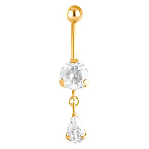 Silver Surgical Steel Tear Drop Diamonte Dangle Belly Bar<!--6357d80c281fb-->
