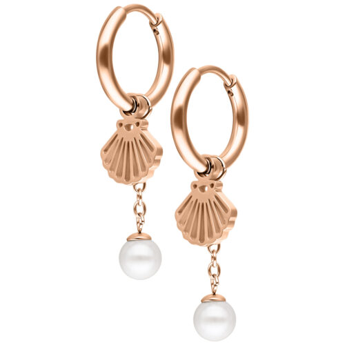 Mini Shell with Synthetic Pearl Hoops Pair
