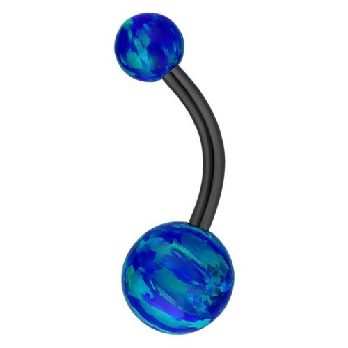 Black Titanium Double Opal Belly Bar<!--63ac66e7ca1f9-->