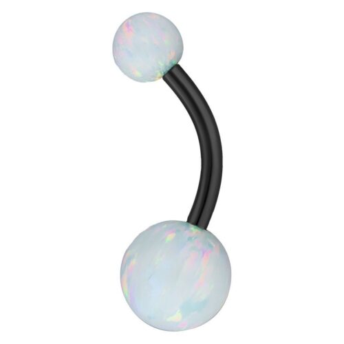 Black Titanium Double Opal Belly Bar<!--63ac66e7ca1f9-->