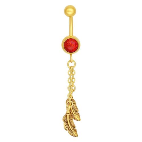 Navel Bananabell Feather Opal Belly Bar<!--6357d890e9d48-->