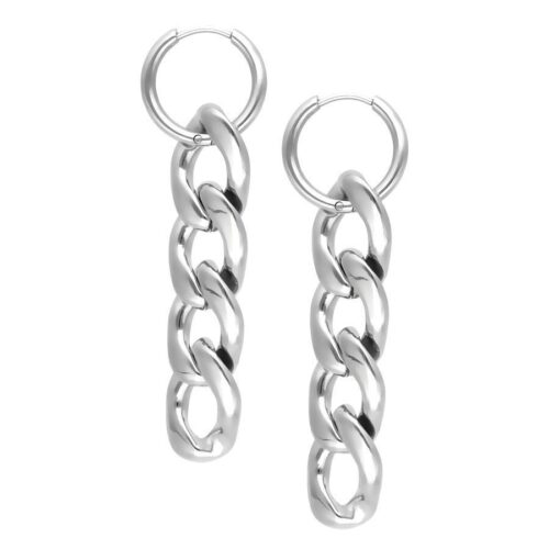 Silver Chain Dangle Hoops<!--639b558ec7801-->