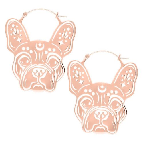 French Bulldog Hoop Earrings - Rosegold