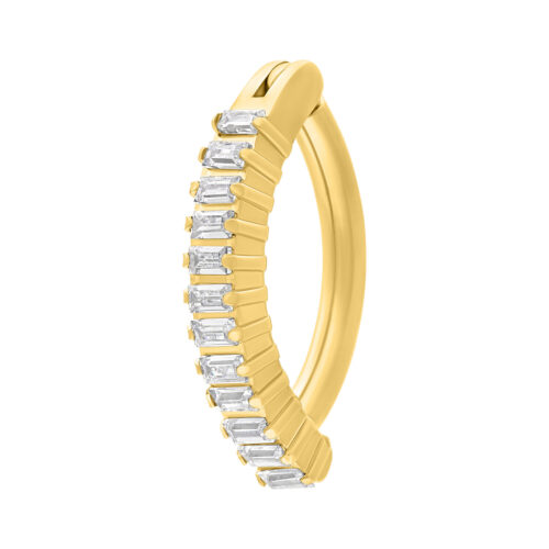 Square Crystal Belly Arch Clicker - golden-metal