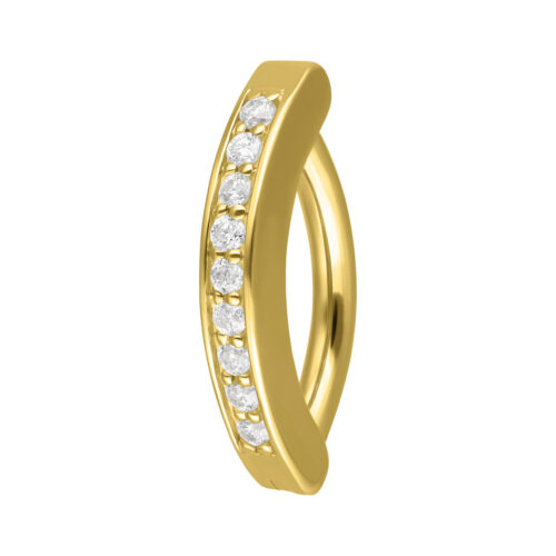 14K Gold Moissanit Crystal Jewelled Belly Arch Clicker