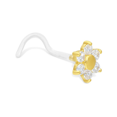 18k Gold Jewelled Flower Nose Stud<!--6357d5bbc8b69--><!--636e78c042f13-->