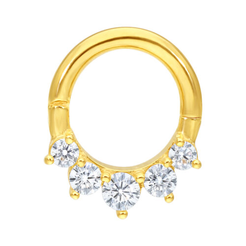18k Gold Crystal Clicker Ring for Septum, Helix, Daith <!--63ac502b06294-->