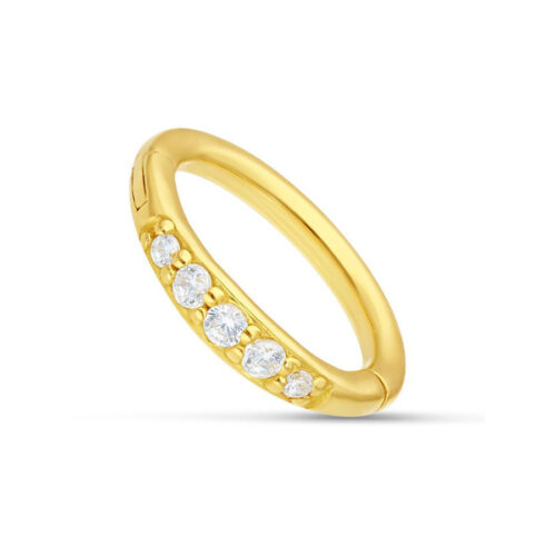 18k Gold Jewelled Clicker Ring for Lobes, Helix & Daith<!--63ac50b30a82d-->