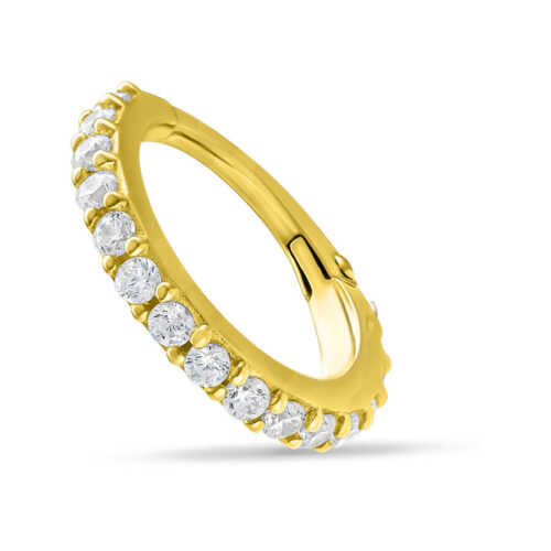 14K Gold Hinged Row Crystal Ring