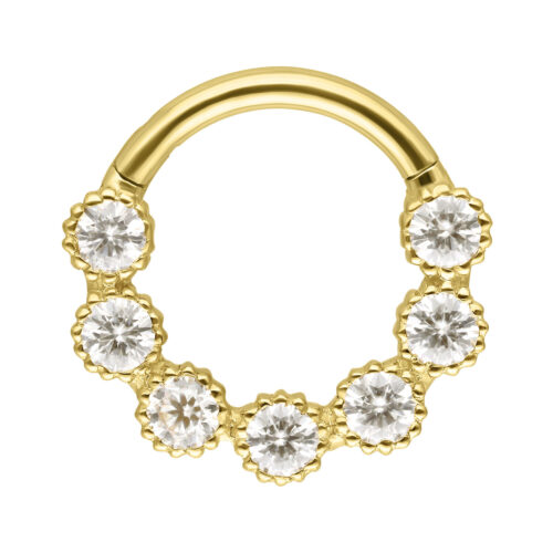 18K Gold Rounded Moissanit Crystal Ring 1.2 x 8.0 mm