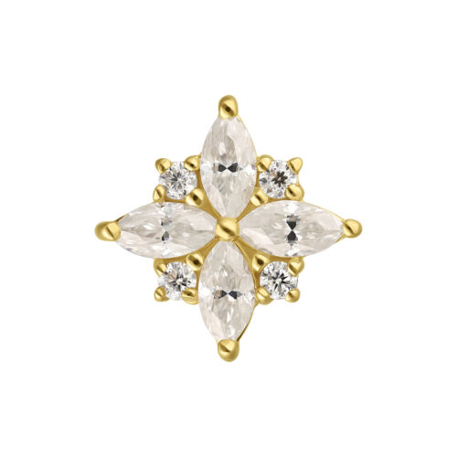 14K Gold Perfect Fit Moissanit Crytsal Blossom Attachment