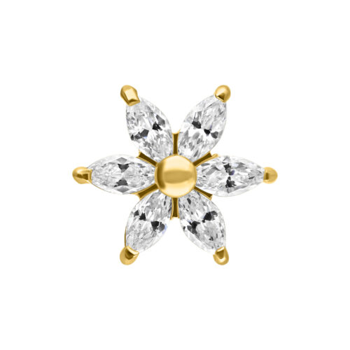 Hibiscus Flower Attachment for Internally Threaded - Golden Metal