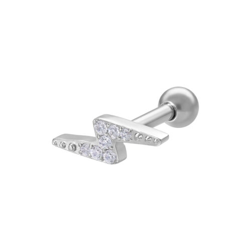 Crystal Flashlight Earbarbell - Silvercoloured Metal
