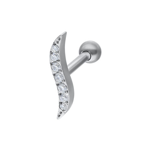 Crystal Wave Earbarbell - Silvercoloured Metal