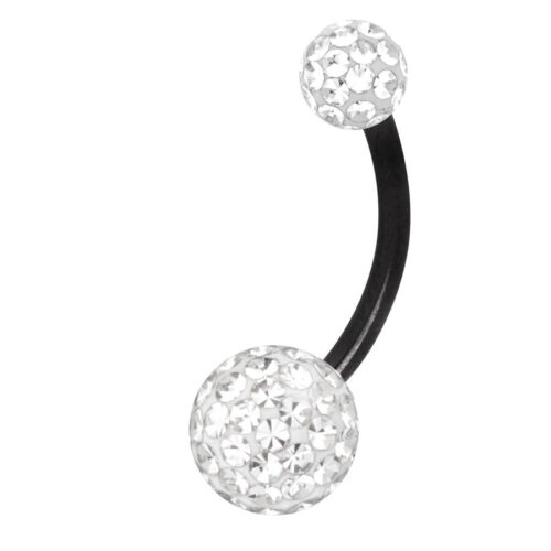 Sealed Black Titanium Crystal Ball Multi Jewelled Belly Bars