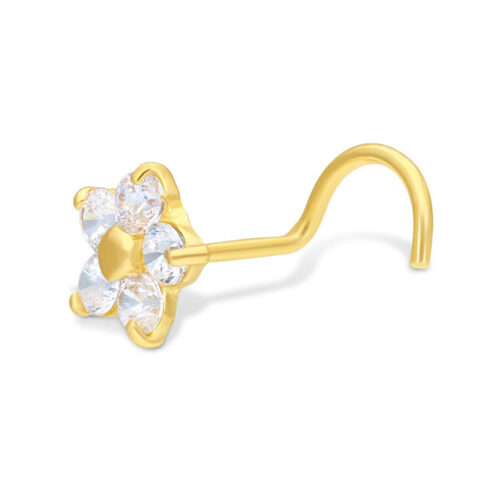 18k Gold Crystal Flower Nosestud<!--6357d5ae1bf8f--><!--636e78b7d4f0f-->