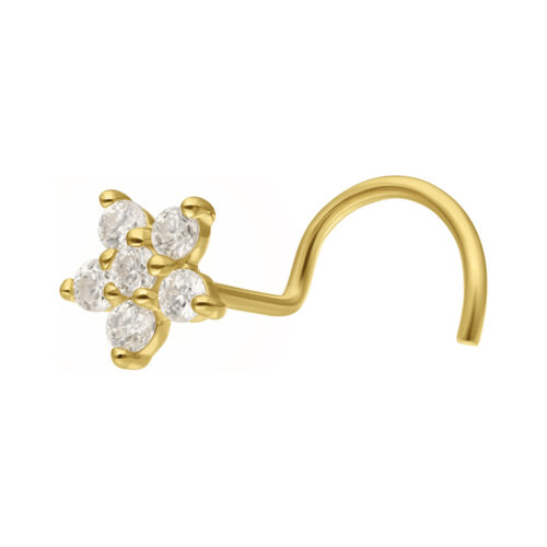 14K Moissanit Flower Nosestud