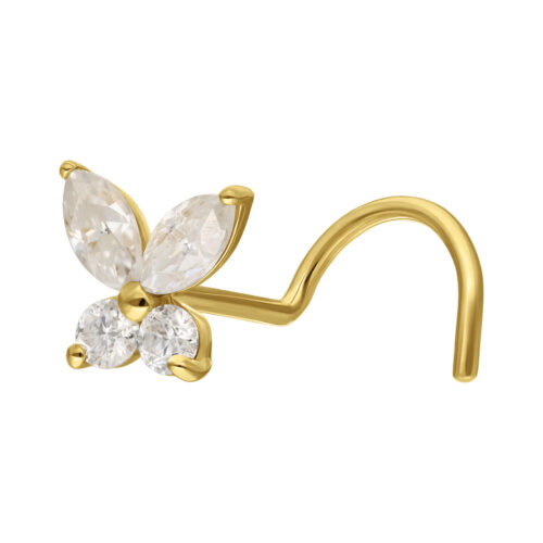 14K Gold Moissanit Butterfly Nosestud