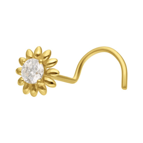 14K Gold Moissanit Sunflower Nosestud