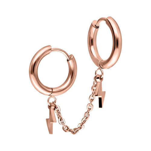 Double Huggie Connected Flash Hoops - Rosegold