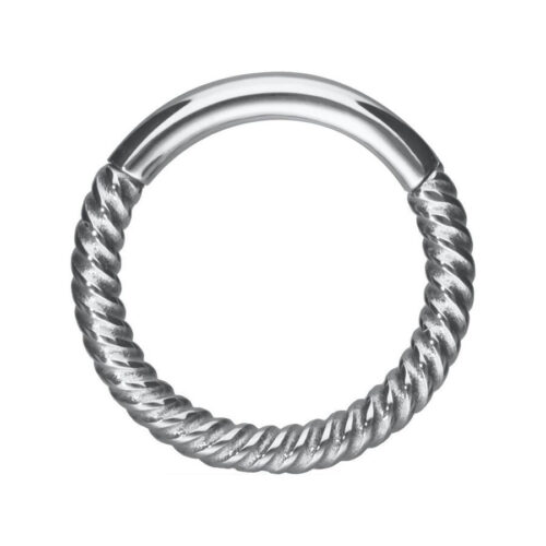 Stainless Steel Twisted Rope Clicker Ring <!--63ac592c4e707-->