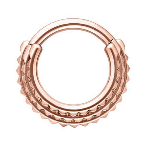 Triple Spike Hinged Septum Clicker - Rosegold