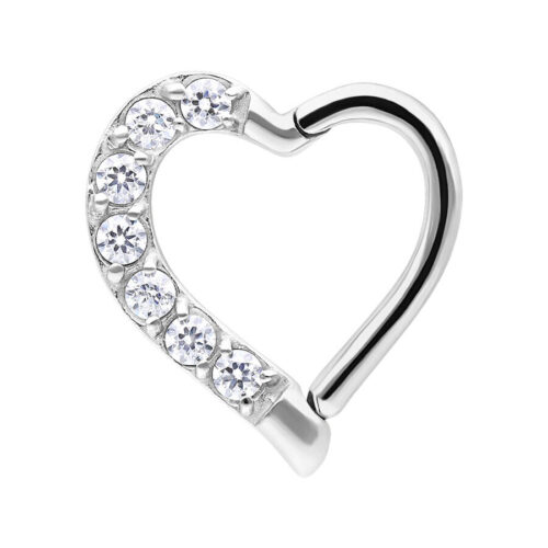 Stainless Steel Crystal Heart Helix Clicker Ring<!--63bd76083db36-->