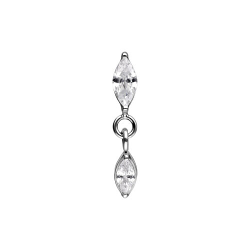 Push Fit Oval Crystal Drop Attachment - Silvercoloured Metal