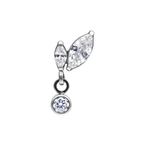 Push Fit Double Marquise with Drop Attachment - Silvercoloured Metal