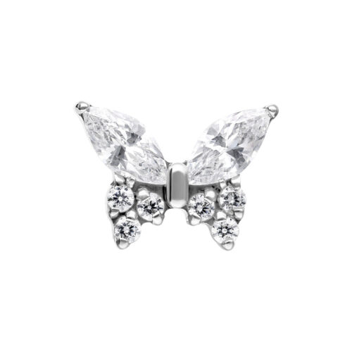 Push Fit Multi Jewelled Butterfly Attachment - Silvercoloured Metal
