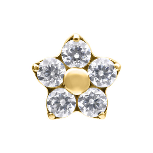 Push Fit Multi Jewelled Flower Attachment - Golden Metal