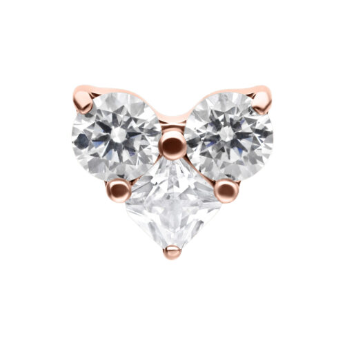 Push Fit Crystal Heart Attachment - Rosegold