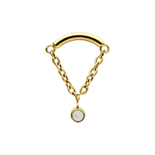 Synthetic Opal Hidden Helix Push Fit Attachment - Golden Metal