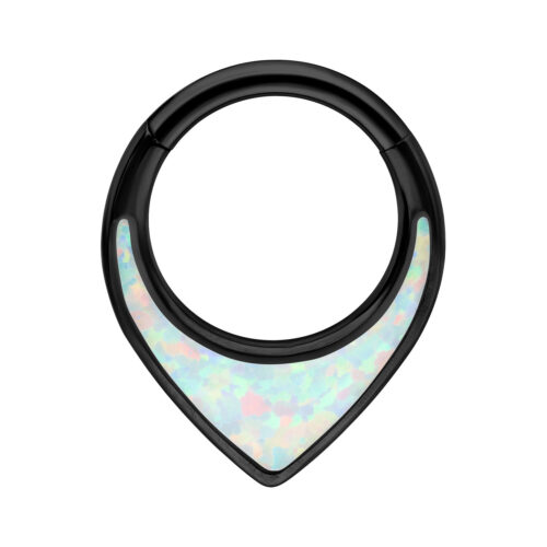 Chunky Synthetic Opal Septum Clicker - Black Metal