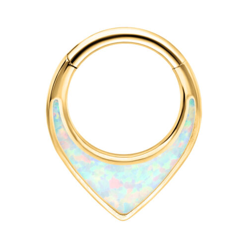 Chunky Synthetic Opal Septum Clicker - Golden Metal