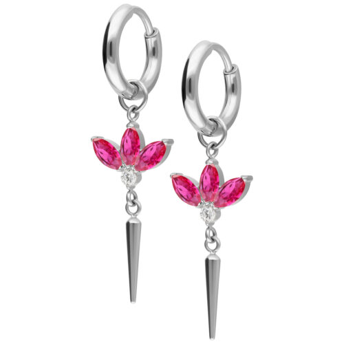 Little Maharani Ruby Lotus Hoops Pair