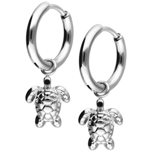 Little Turtle Hoops Pair - Silvercoloured Metal