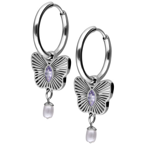 Little Butterfly Hoops Pair - Silvercoloured Metal
